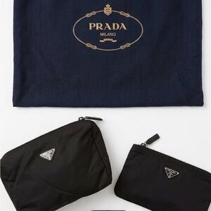 Authentic Prada 3pc Vintage Vela Pouch Set w Cards and Dustbag